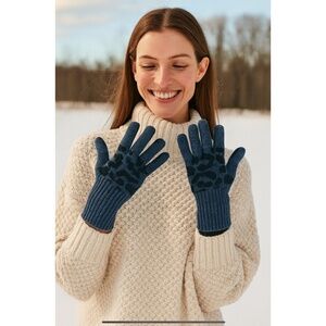LEOPARD PRINT KNIT GLOVES TOUCHSCREEN COMPATIBLE STRETCHY RIBBED CUFF CHIC OS